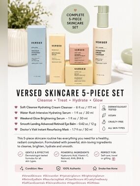 NEW Versed Cleanser & Skincare Set Over $100 Value
